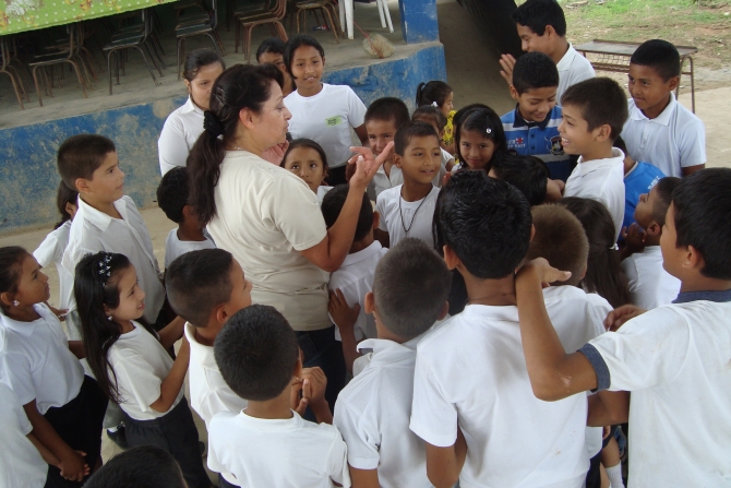 Monica with kids